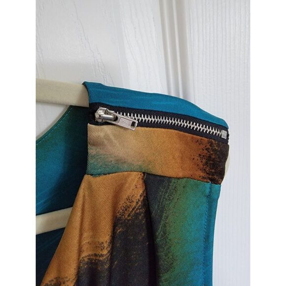 Time Line 3X Browns/Blues Tie Dye Zipper‎ Shoulder Drape Neck Top Tank Shell - Picture 4 of 8